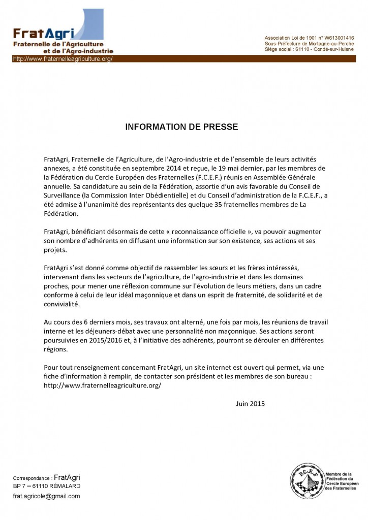 Communiqué FratAgri