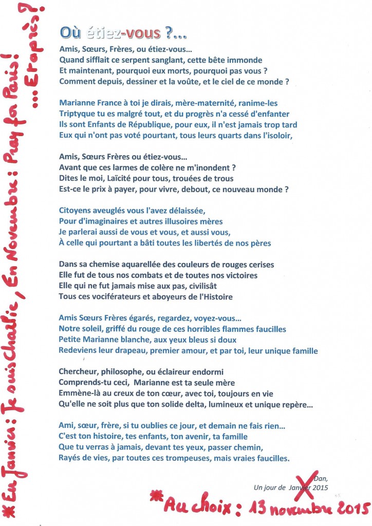 Je suis Charlie en Janvier- Je suis Pray for Paris en Novembre- Et apres ... Une autre image pour contrer la guerre ...