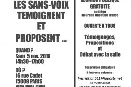 Conférence à PARIS : «LE SANS-VOIX TÉMOIGNENT ET PROPOSENT»