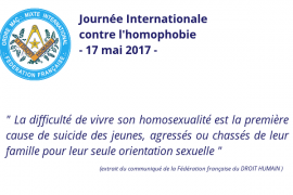 COMMUNIQUÉ DROIT HUMAIN  – JOURNÉE INTERNATIONALE CONTRE L’HOMOPHOBIE