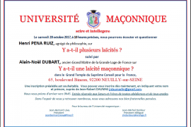 CONFÉRENCE UNIVERSITÉ MAÇONNIQUE