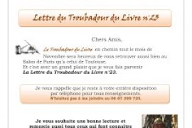 LA LETTRE DU TROUBADOUR DU LIVRE N° 23 – NOVEMBRE 2017