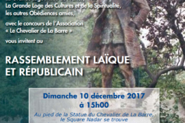 RASSEMBLEMENT LAÏQUE ET RÉPUBLICAIN – 112° ANNIVERSAIRE DE LA LOI DE 1905