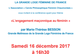 GLFF – CHAUMONT : CONFERENCE « L’ENGAGEMENT MACONNIQUE AU FEMININ »
