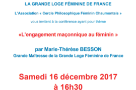 GLFF – CHAUMONT : CONFERENCE « L’ENGAGEMENT MACONNIQUE AU FEMININ »