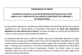 INACCEPTABLE – COMMUNIQUE – LA REMISE NE CAUSE DE LA LOI DE SÉPARATION DES EGLISES ET DE L&rsquo;ETAT