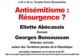 GLDF – CONFÉRENCE SUR L’ ANTISÉMITISME : RÉSURGENCE ?