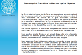 COMMUNIQUE GODF SUR L&rsquo;AQUARIUS