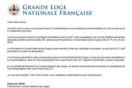 GLNF : JEAN-PIERRE ROLLET, SEUL CANDIDAT A LA GRANDE MAÎTRISE