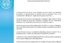 COMMUNIQUE GODF – VIGILANCE SUR LA LOI DE 1905