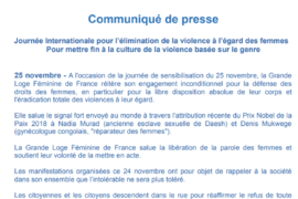 COMMUNIQUE GLFF – JOURNÉE INTERNATIONALE POUR L’ÉLIMINATION DE LA VIOLENCE FAITE AUX FEMMES