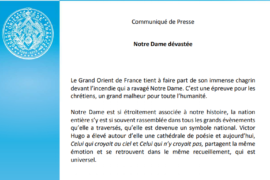 NOTRE DAME DÉVASTÉE – COMMUNIQUE DU GODF