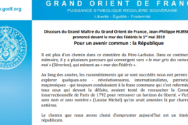 DISCOURS DU GRAND MAÎTRE DU GODF LE 1er MAI