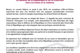 TEMPLE MAÇONNIQUE DE RENNES – COMMUNIQUE DU PARTI SOCIALISTE