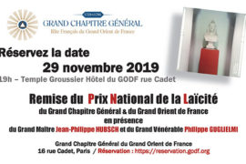 REMISE DU PRIX NATIONAL DE LA LAÏCITÉ DU GCG & GODF