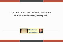 FAITS ET GESTES MAÇONNIQUES