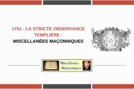 LA STRICTE OBSERVANCE TEMPLIÈRE