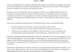 GEORGES FLOYD – DÉCLARATION COMMUNES DES GRANDS MAÎTRES DE WASHINGTON