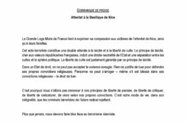 ATTENTAT À LA BASILIQUE DE NICE – COMMUNIQUÉ GLMF