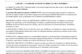 GLMU – LAÏCITÉ : « UN DOGME FUNESTE ET RIDICULE ME L’INTERDIT »