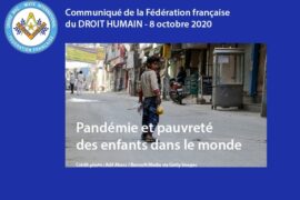 COMMUNIQUE – PANDEMIE ET PAUVRETE DES ENFANTS DANS LE MONDE – LE DROIT HUMAIN