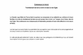 COMMUNIQUE GLMF – Tremblement de terre à Izmir et dans la mer Egée