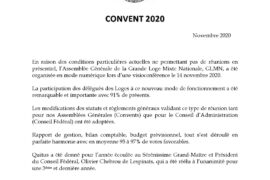 CONVENT GRANDE LOGE MIXTE NATIONALE – REELECTION DU GRAND MAÎTRE