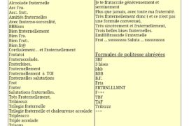 FORMULES DE POLITESSE MAÇONNIQUE