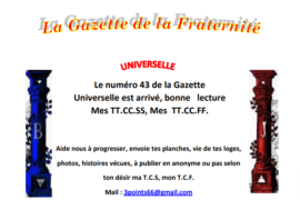 GRATUIT – LA GAZETTE « MAÇONNIQUE » UNIVERSELLE DE LA FRATERNITÉ N°43