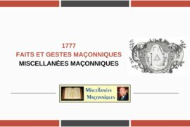 1777 – FAITS ET GESTES MAÇONNIQUES