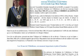 ELECTION DU NOUVEAU GRAND MAÎTRE DE LA GRANDE LOGE MIXTE NATIONALE