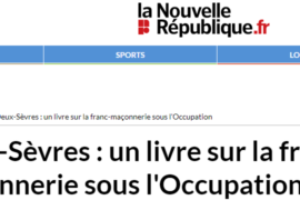 ACTU -Deux-Sèvres : un livre sur la franc-maçonnerie sous l’Occupation