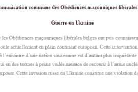 UKRAINE – LA FRANC-MACONNERIE LIBERALE ADOGMATIQUE BELGE – COMMUNIQUE COMMUN
