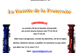 GRATUIT – LA GAZETTE « MAÇONNIQUE » UNIVERSELLE DE LA FRATERNITÉ N° 56