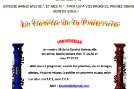 GRATUIT – LA GAZETTE « MAÇONNIQUE » UNIVERSELLE DE LA FRATERNITÉ N° 58