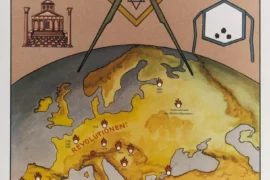 AFFICHE DE PROPAGANDE ANTI-MACONNIQUE ET ANTISEMITE