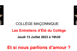 ET SI NOUS PARLIONS D’AMOUR – COLLEGE MACONNIQUE