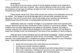 AVERTISSEMENTS SUR LES ACTES ANTI-MAÇONNIQUES AUX USA