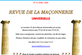 GRATUIT – LA REVUE DE LA MACONNERIE UNIVERSELLE N° 71