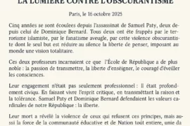 GODF – À LA MÉMOIRE DE SAMUEL PATY ET DOMINIQUE BERNARD : LA LUMIÈRE CONTRE L’OBSCURANTISME