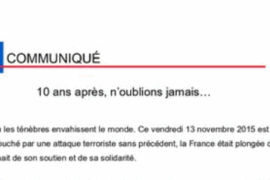 13 NOVEMBRE 2025 –  « 10 ANS APRES, N’OUBLIONS JAMAIS… » – DROIT HUMAIN