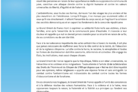 LE GODF CONDAMNE L’ATTENTAT ANTISEMITE EN AUSTRALIE