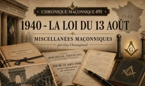 CHRONIQUE MACONNIQUE 491 – 1940 – LA LOI DU 13 AOÛT