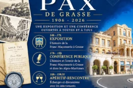 120 ANS DE LA LOGE PAX DE GRASSE : EXPOSITION ET CONFÉRENCE PUBLIQUE LE 30 SEPTEMBRE 2026
